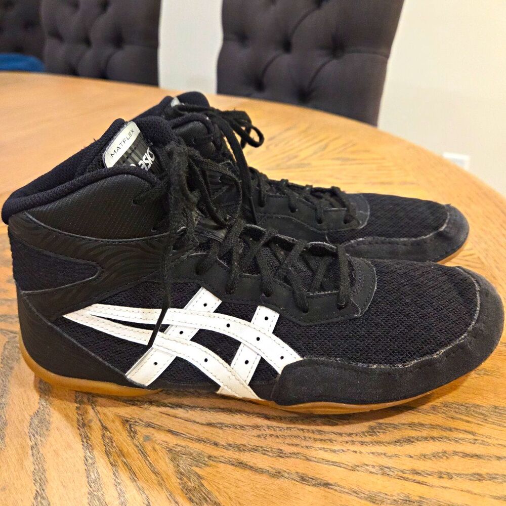 ASICS Matflex 7 Wrestling Shoes Mens 9 Black White Gum MMA Boxing 1081A051